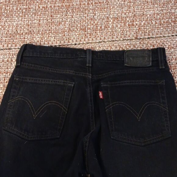 Levi's Wedgie Black Distressed Raw Hem Button Fly Jeans Excellent Condit - Picture 4 of 5